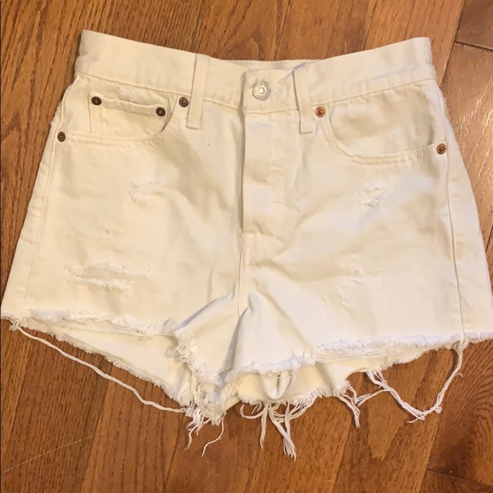 Levi’s 501 Cutoff White Denim Shorts